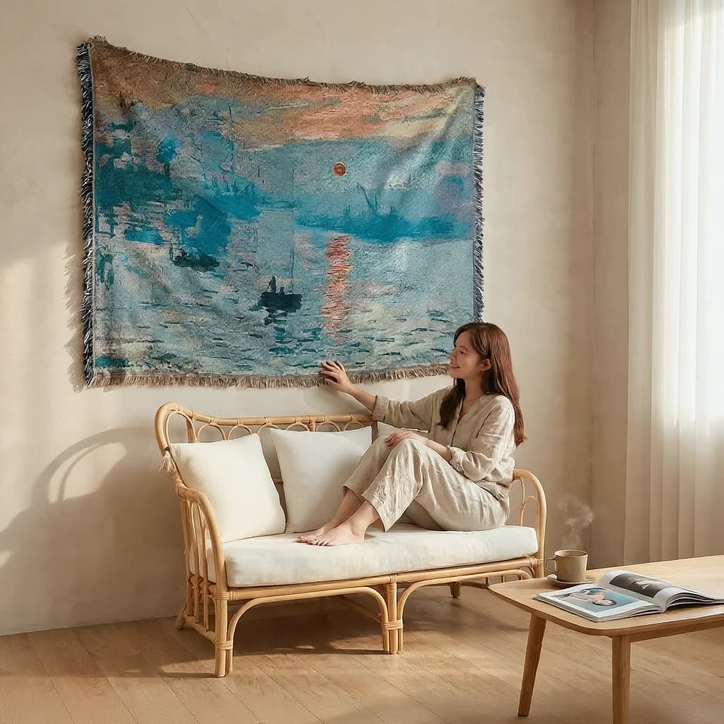 Tapestry metalka v slogu oljne slike za dekoracijo kavča ali stene