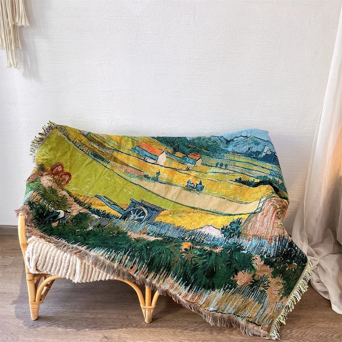 Pletena odeja Van Gogh za dekoracijo sedežne garniture