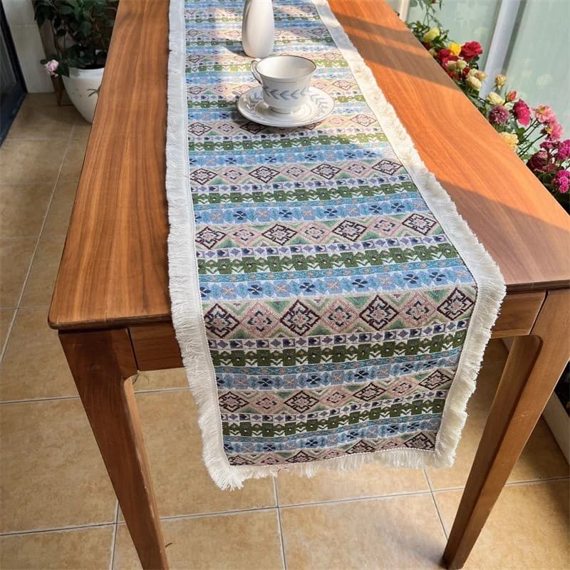 Bohemski bombažni tekač za dnevno sobo in jedilnico