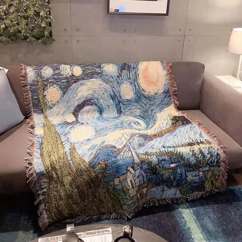 Odeja za kavč Van Gogh Zvezdna noč, bombažna mešanica