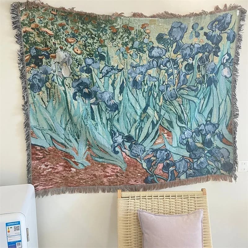 Umetniška tapiserija Van Gogh, odeja iz bombažne mešanice, stenska dekoracija