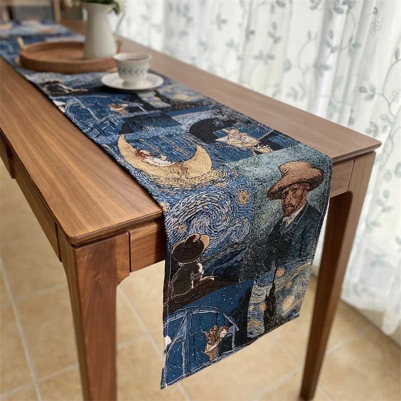 Prtič iz mešanice bombaža in lana v Van Goghovem slogu za dom
