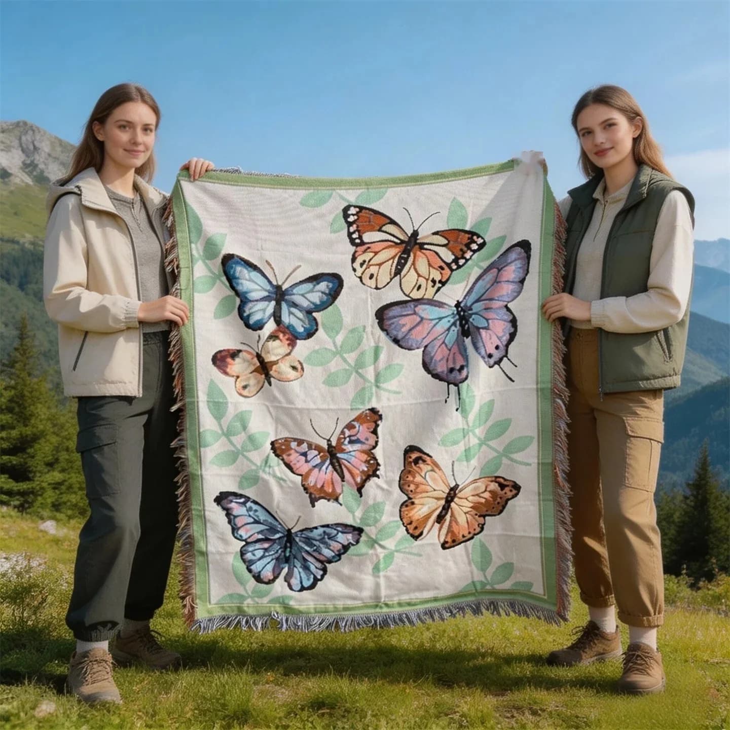 Prekrivna odeja iz bombažne mešanice s konicami za kavč in posteljo, 130x160 cm