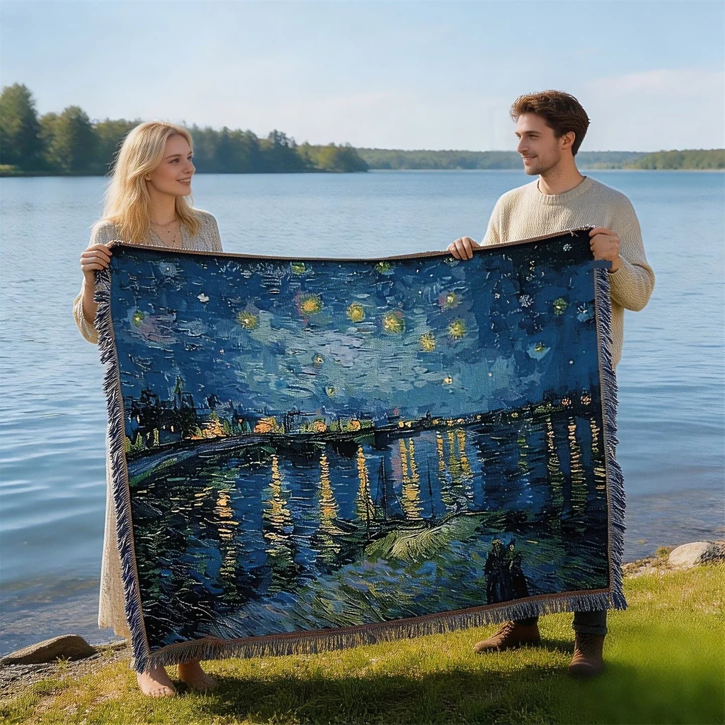 Umetniška preproga v slogu Van Gogha za dekoracijo sedežne garniture