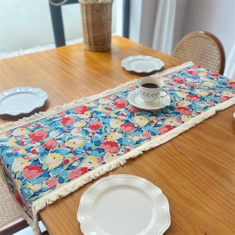 Jacquard tekalna pot iz mešanice bombaža in lana, nordijski cvetlični vzorec