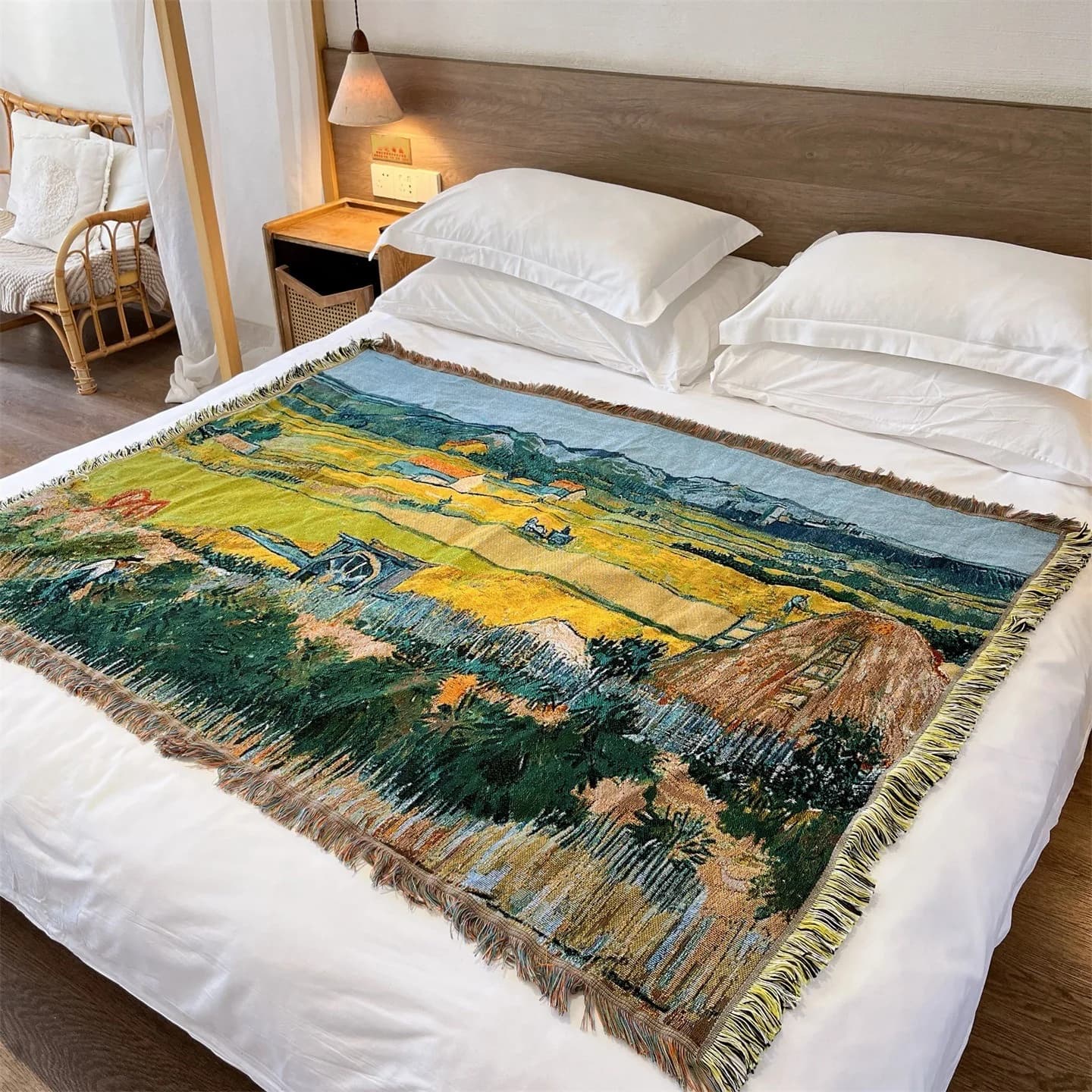 Pletena odeja v Van Goghovem slogu za sofa, posteljo ali stensko dekoracijo 130x160cm