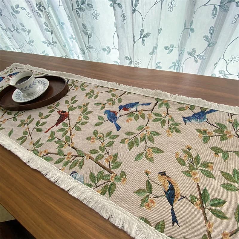 Vintage tekač z motivom oljne slike za jedilno mizo in TV omarico