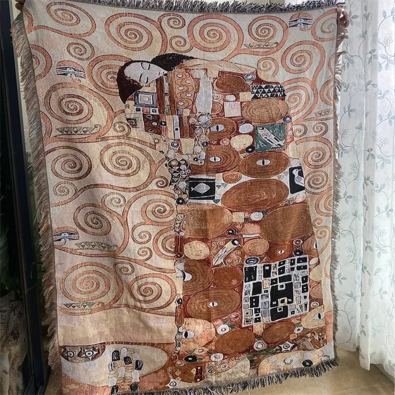 Tapiserija v slogu vintage oljne slike, stenska obešanka in odeja za kavč